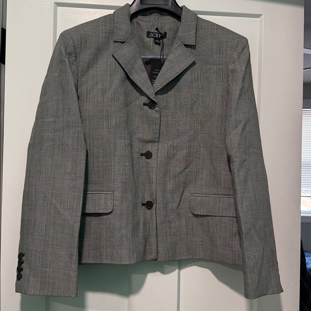 NWT J. Crew Cropped Lady Blazer in Plaid Italian Gauzy Wool Blend - Picture 5 of 14